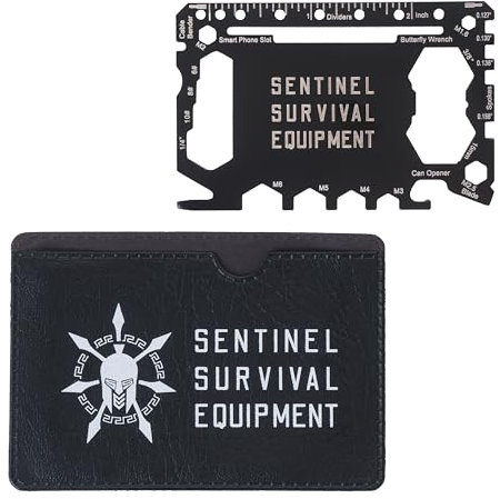 Sentinel Survival Equipment - 46 in 1 Every day carry Multitool | Stainless Steel Multipurpose Tool | Wallet sized tactical equipment | Compact Readiness Gear | Pocket toolbox