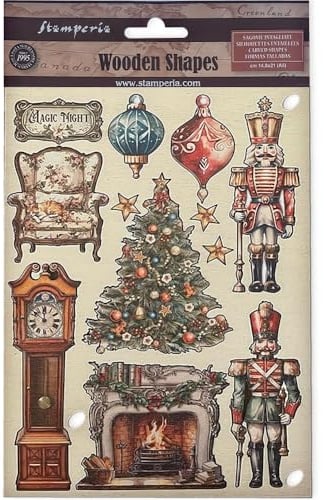 Stamperia - Coloured Wooden Shapes for Scrapbooks, Albums, Bullet Journals and More, Laser Cut, Printed for Enhanced Detail, Perfect for Crafts and Gifting (The Nutcracker, Soldiers) (A5)