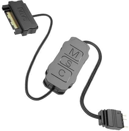 GBULTR 5V 3PIN ARGB Controller with SATA Power Supply, Built-in Light Modes, Compatible with DIY ARGB Fans, Light Strips, Lighting Boards - SATA 15-Pin to 3-Pin ARGB LED Male Connector