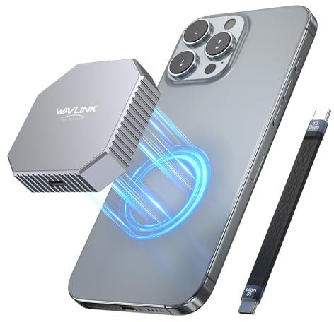 WAVLINK Magnetic M.2 2230 NVMe/SATA SSD Enclosure, 10Gbps USB C 3.2 Gen2 Adapter, Aluminum External Case for iPhone 16/15 Pro Max ProRes, Supports M and B+M Key NVMe SSD & B+M Key SATA SSD(up to 8TB)
