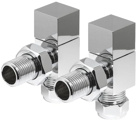 Lux Heat Angled Chrome Manual Square Radiator Valve Set