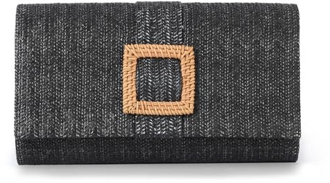 OPLERT Bolso de Paja para Mujeres de Verano, Bolsa de Playa Raffia Crossbody Tejido Sobre