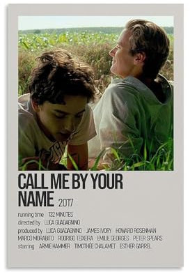 OREAUORN Poster auf Leinwand, Motiv: Call Me By Your Name, ästhetisches Vintage-Poster, dekoratives Gemälde für Wohnzimmer, Schlafzimmer, 30 x 45 cm, ungerahmt