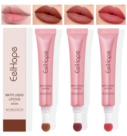 3 Colori Rossetto Liquido Opaco, Lucidalabbra Con Nettare Cremoso Liscio E Leggero per Labbra a Lunga Durata E Finitura Opaca per Donne E Ragazze