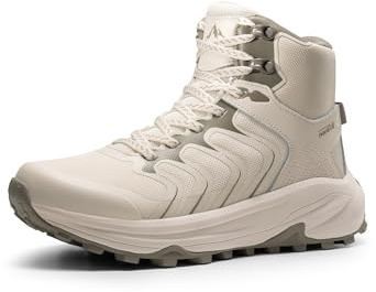 NORTIV 8 vandringsstövlar för kvinnor vattentäta med fotvalvsstöd sneakers promenader utomhus bekväm lätt stövel Echo Mid, Khaki, 39 EU