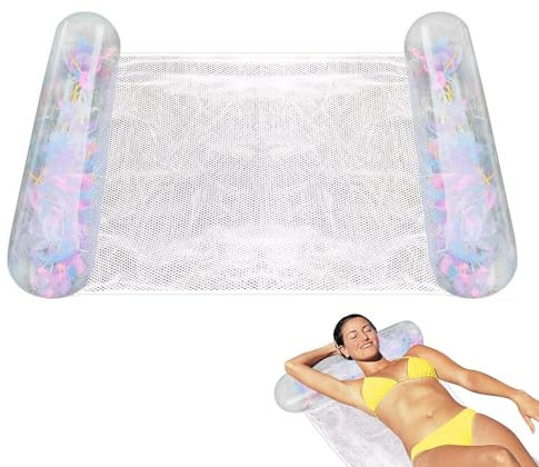 Matelass Gonflable Piscine avec Filet, Hamac Matelass Piscine Gonflable, Bouee Piscine Adulte Siege, Drifter Et Selle 4 en 1, Hamac d'eau Haut De Gamme Adulte pour Piscine Et Plage