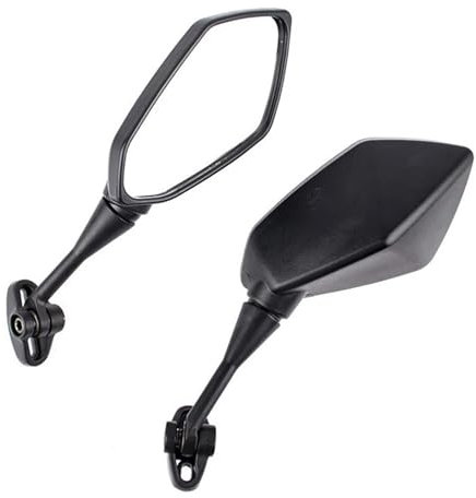 Kunststoff Motorrad Spiegel Für YZF Für R1 R6 R25 R15 R125 R3 R1S R1M FZ6R Spiegel Motorrad Roller Rückspiegel Carbon Look Schwarz Spiegel Lenkerende(Black)