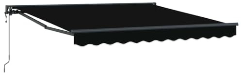 vidaXL Ausziehbare Markise 3.5x2.5m - Wandmontiert, UV- und wasserabweisend Schwarzes Poly-Gewebe, farbabweisend, mit manuell verstellbarem Aluminiumrahmen – perfekte Sommer-Schutzlösung für Terrasse