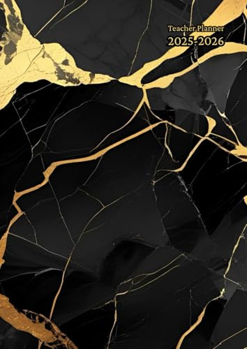 Teacher Planner 10 Periods A4: Black and Gold - Vertical Week To View With Register and ... Dated August To July - Academic Year Lessons Diary And ... Non Ring Binder - Gift For Uk Men and Women.