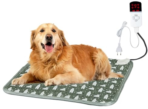 OBEST Haustier Heizkissen, wärmedecke elektrisch für Katze und Hunde, 9 Temperaturstufen 30-50℃, Timing heizdecke für Katzen, wärmekissen elektrisch haustierkatze, hundematte heizung wärmematte Katze