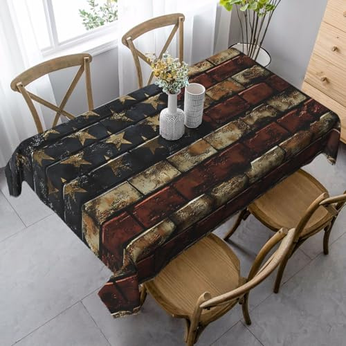 Tischdecke mit USA-Flagge, rechteckig, 140 x 90 cm, Camouflage-Tischdecke für Esstisch, knitterfreie Tischdecke für Zuhause, Innen- und Außenbereich, Party-Dekoration