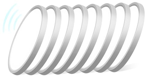 8 Stück Deckenleuchte mit Bewegungsmelder, 18W 1800LM LED Lampe mit Radar Bewegungssensor Innen, IP44 Runde Deckenlampe Ultraflach 4000K Neutralweiß Lampe für Flur Treppe Keller Balkon Lager, φ23CM