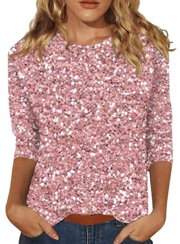 Haut Paillettes Femme Soirée - Chemisiers Et Blouses Femme Manches Longues Tee Shirt Disco Casual Loose Haut Party Club Glamour Top Reveillon Noël Tenue Fete Vetement