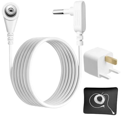 UK Standard Grounding Cord Cable with Earthing Plug Adapter | Grounding Mat Socket with 15 Feets Earthing Line for Sheet Pillowcase Pad Wrist Strap Earth Blanket for UK Electrical Sockets