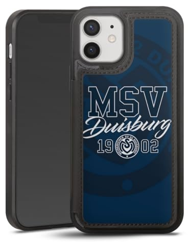 Portmonee Hülle kompatibel mit Apple iPhone 12 Wallet Case Handyhülle mit Geldbörse MSV Duisburg Fanartikel Fußball