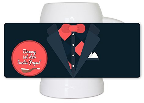 Bierkrug mit Namen Danny und schönem Motiv mit Smoking und Pfeife | Geschenk-Idee zum Vatertag | Bier-Humpen | Bier-Seidel