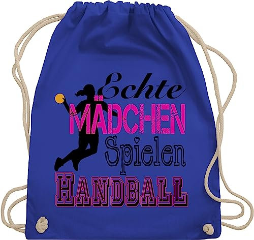 Turnbeutel Rucksack - WM 2023 Trikot Ersatz - Echte Mädchen Spielen Handball - Unisize - Royalblau - kinderturnbeutel handballer juterucksäcke hanball beutelrucksäcke sport juterucksack halbball