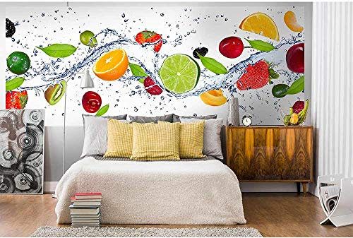 Papier peint intissé DANS L'EAU FRUIT 375 cm x 150 cm | Tapisserie Murale XXL Poster Décoration - Salon Appartement - Photo d'art Tableaux Muraux | QUALITÉ SUPÉRIEURE - MADE IN EU - Y compris adhésif