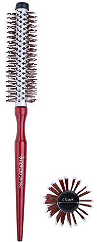 PERFEHAIR Small Round Brush for Blow Drying Short Hair 1.3 Inch Mini Roller Hair Brush with Nylon Bristles for Volume Styling Curling & Curly Wavy Thick or Thin Hair on Men & Women
