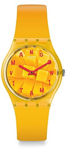 Swatch Unisex Erwachsene Analog Quarz Uhr mit Silikon Armband GO119