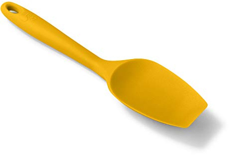 Zeal Silicone Non-Stick Flat Ended, Flexible Spatula Spoon (26cm) -Mustard