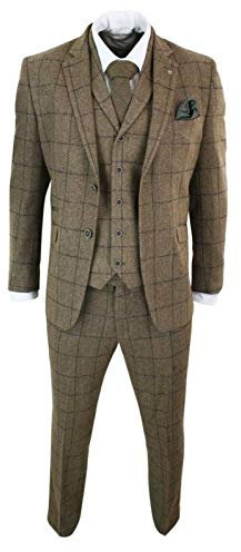 UMISS Herren Plaid Revers Anzug Jacke Weste & Hose 3-teiliges Anzugset