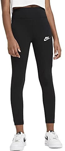 Nike Girls G NSW Favorites GX HW Legging, Black/White, XL