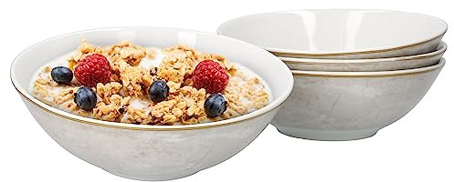 Van Well Loft 4er Bowl-Schalen-Set 500 ml I Industrial-Style I Ø 18,5 cm I Beige I Müsli, Salat, Suppen, Pasta, Snacks I Schälchen I Schüssel I Industrieller Stil
