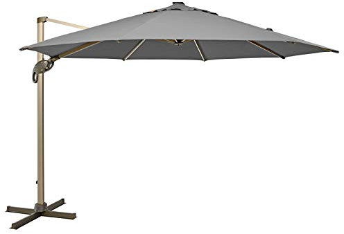 SVITA Ampelschirm 360° axial Sonnenschirm flex 3,5m LED Alu drehbar schwenk-/kippbar dunkelgrau