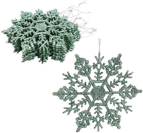 Christmas Concepts® Pack of 12-10cm Glitter Snowflake Hanging Decorations - Christmas Decorations (Mint Green)
