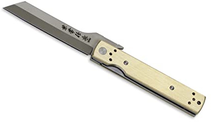 DELLINGER Japanisches messer higonokami KANETSUNE TANZAKU-TOU - Edelstahl AUS-8 rostfrei, Messinggriff, Klinge 75 mm