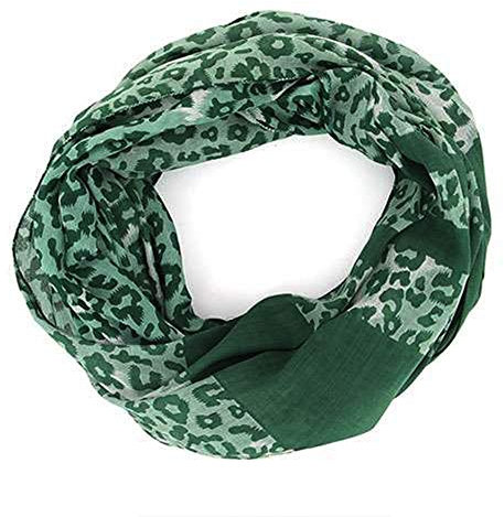 mitienda mit Liebe gemacht Loopschal ANIMAL, Baumwolle, grün, Leoprint, Schlauchschal, Halstuch, Modeaccessoire