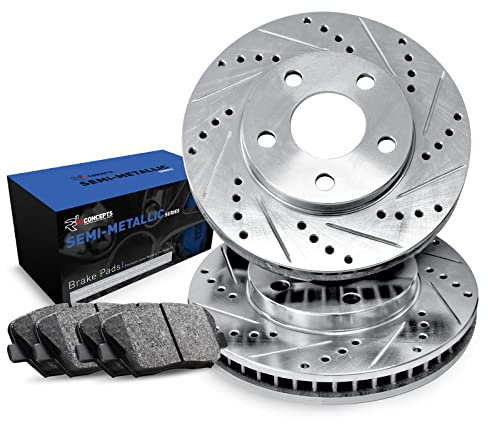 R1 Concepts Rear Brakes and Rotors Kit |Rear Brake Pads| Brake Rotors and Pads| Semi Metallic Brake Pads and Rotors |fits 1995-1999 BMW M3, 1998-2002 BMW Z3