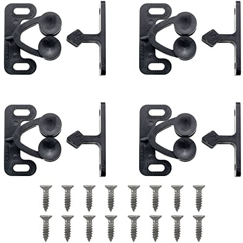 Ruiwaer 4 Stück Kunststoff-Doppelrollenschnäpper Türschnäpper Möbelbeschläge schwarz