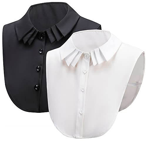 LoudSung Fake Collar Abnehmbare halbe Hemdbluse Falscher Kragen Mehrlagiges Plissee-Kragen Top Elegant für Damen Mädchen