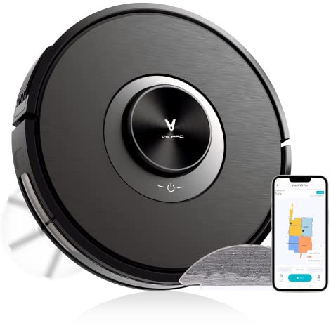 VIOMI V5 Pro Saugroboter 4000Pa, LDS Navigation Staubsauger Roboter mit Hindernisvermeidung Reinigungsplan Wischfunktion, Google/MiHome App-Steuerung, Ideal für Tierhaare Hartböden, Schwarz