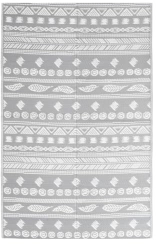 vidaXL Outdoor Teppich Doppellagiges Jacquard-Muster Balkon Terrasse Garten Außenteppich Balkonteppich Gartenteppich Terrassenteppich Grau 160x230cm PP