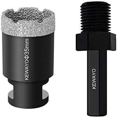KEWAYO Punta diamantata, 35mm Punte per trapano diamantate, Vacuum Brasato Foretto Diamantato con Filettatura M14 per Granito,Marmo,Piastrelle,Vetro,Ceramica per smerigliatrice angolare Taglio a Secco