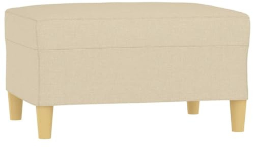 vidaXL Fußhocker, Sitzhocker Sitzbank mit Holzrahmen, Polsterhocker Hocker für Wohnzimmer, Fußbank Fußstütze Fußablage, Modern, Creme Stoff