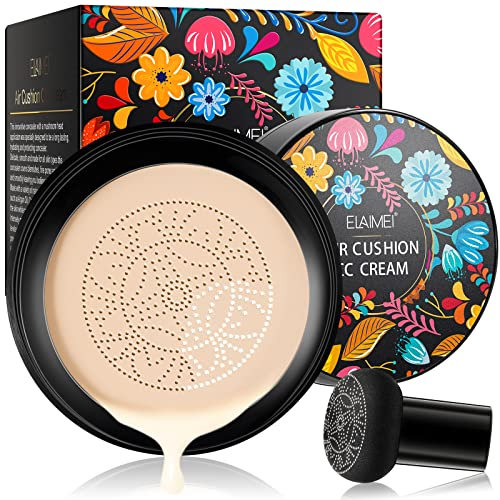 CC Cream Foundation,BB Cream, Liquid Foundation, Make Up Concealer, Mushroom Air Cushion, Long-Lasting Warm Skin Tone, Even Skin Tone for All Skin Types(Ivory)