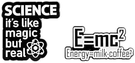Emaille-Anstecknadel mit Aufschrift Mass and Energy Equation, Motiv: Milchkaffee, Wissenschaft wie Magie, aber echte Wissenschaft, Metallabzeichen für Rucksäcke, Metall, kein Edelstein, Metall, Kein
