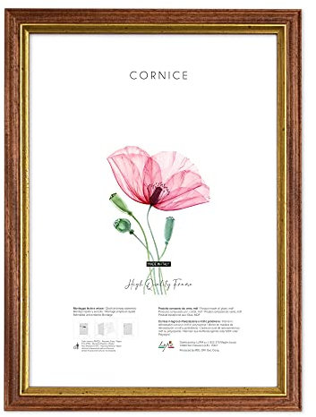 Lupia - Cornice portafoto da Parete Noce con Profilo Oro Brun, per Foto, Stampe artistiche, Poster, Quadri Moderni A3 29,7x42 cm