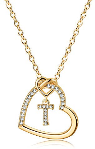 TINGN Buchstaben Kette Mädchen - Gold Kette mit Buchstaben Kette Mädchen Damen Geschenke für Mädchen 8 9 10 11 12 Jahre Goldkette Halskette Damen Personalisierte Buchstaben T Kette Mädchen Geschenke