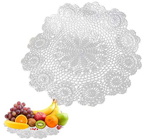 PW TOOLS Ganchillo, Posavasos Redondos Hechos a Mano Tela Ganchillo, Posavasos Punto Tapetes para mesas Funda sofá, algodón