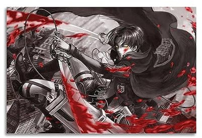 VZRSQZK Attack on Titan Levi Ackerman Poster, dekoratives Gemälde, Leinwand-Wandposter und Kunstdruck, modernes Familienschlafzimmer-Dekor-Poster, 20 x 30 cm