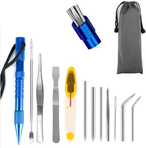 Paracord FID Set, 12 Stück Paracord Stitching Set, Paracord Nadeln Edelstahl Stricknadel für Paracord Bänder, für Leder Schnürung Weaving Stitching Outdoor Smoothing Tool