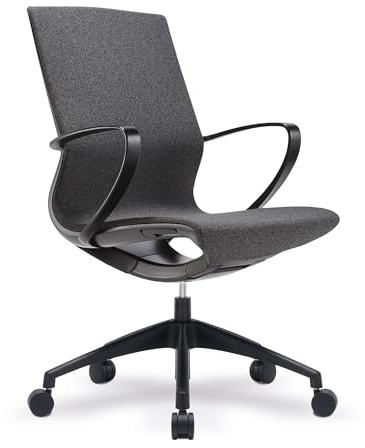 NAUTILUS Designs Home Office Chair & Gaming Chair, Medium Back Fabric Desk Chair with Height Adjustment, Weight Activated Auto Balance, Hidden Gas Lift Control, Lumbar Support & 19° Recline (Black)