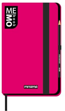Mitama Taccuino Pocket FUCSIA - MEMO BOOK - NOTEBOOK - Copertina Soft Touch - Tasca interna + Matita Inclusa - Fogli a Righe - 9 x 14 cm