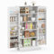COSTWAY Armoire Cuisine 2 Portes avec 16 Étagères, Meuble Cuisine Rangement avec Dispositif Anti-Renversement, Buffet Cuisine, Placard Garde-Manger pour Salle à Manger, Salon, Blanc