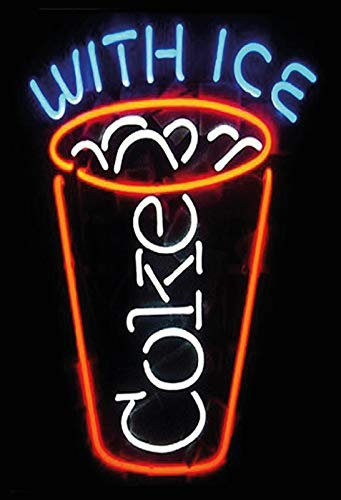 Ontrada Holzschild 30x40cm Coke with Ice Neon Style Cocktail Bar Holz Schild